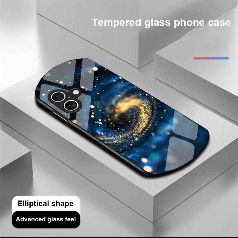 Spiral Vortex Black For Apple IPhone 16 11 13 15 14 Pro Max 12 Mini 7 8 Plus XR X XS Elliptical Shaped Tempered Glass Phone Case