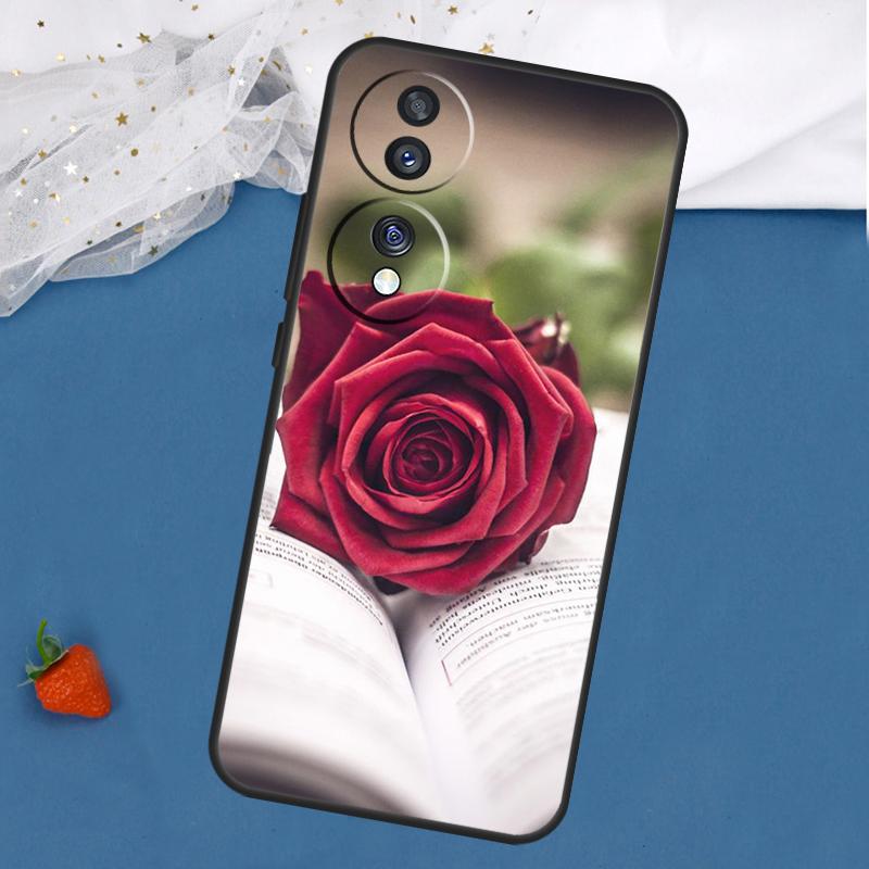 Red Rose Case For Honor Magic 5 6 8 Pro 7 Lite 200 400 50 70 90 X8c X8b X9a X9b X9c X9d Win RT Cover