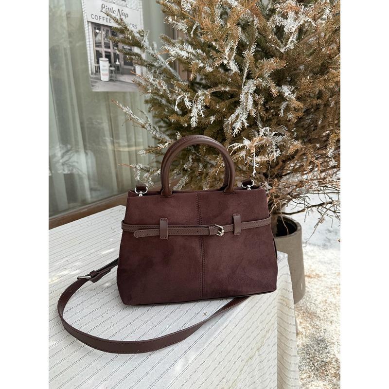 New Autumn and Winter Retro Frosted Suede Versatile One-shoulder Cross-span Bag Commuting Versatile Portable Ladies Bag Trend