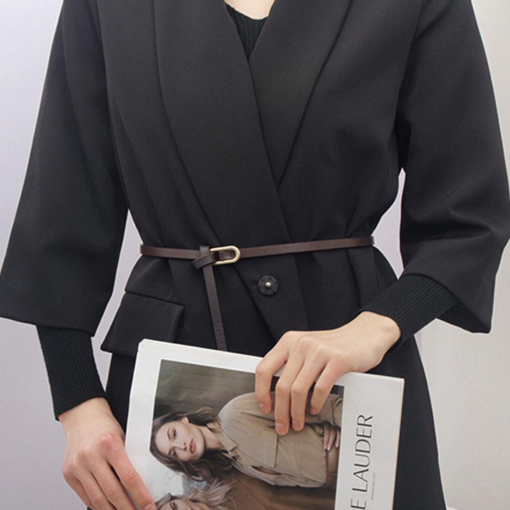 Luxury Design Leather Belt Elliptical Thin Waist Strap Women Trouser Dress Belts