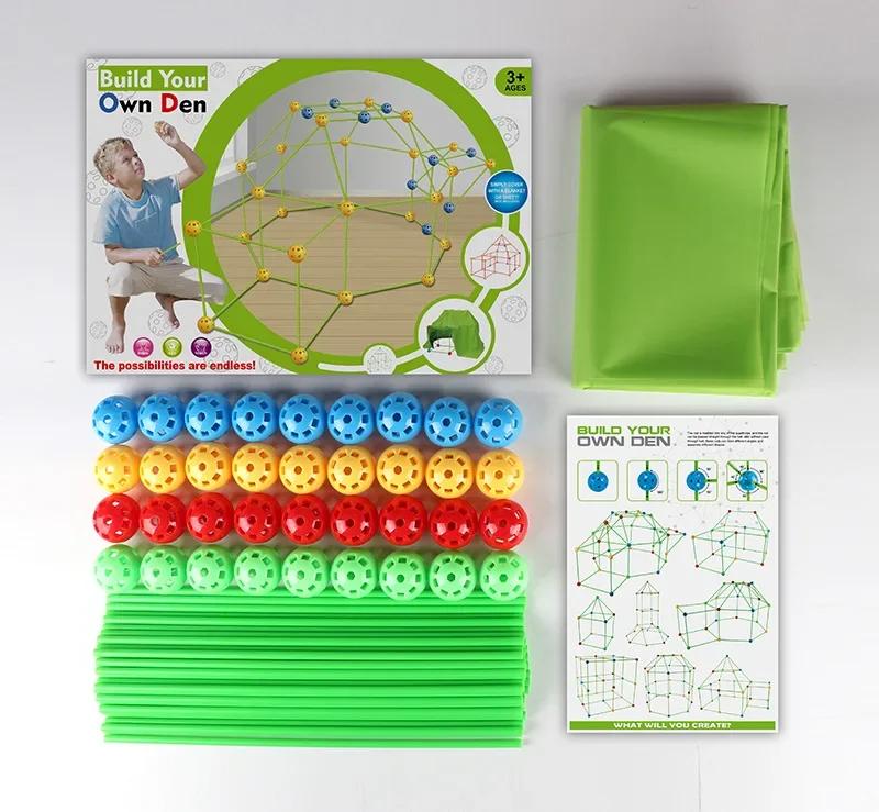 Dzieci DIY Wkład Koraliki Namiot Budowa Domek Zabawki Puzzle Bloki Zamek Tunele Zabawki Model Budowa Zabawki Dzieci Prezent Urodzinowy