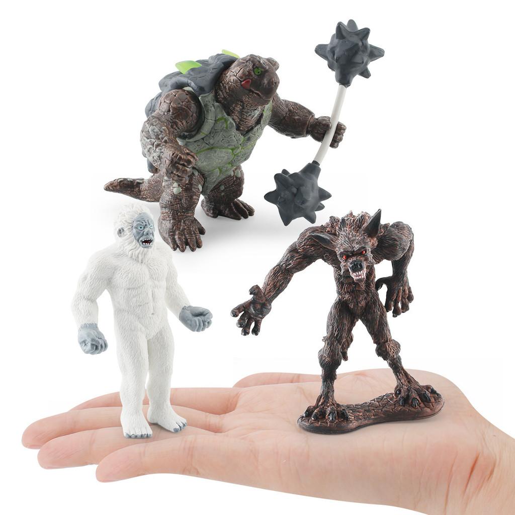 Stunning Pvc Mythical Monster Battle Turtle Snow Werewolf Model For Desk Decor