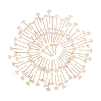 100pcs Mini Wooden Hammers for Chocolate Portable Breakable Heart Hammer Small Wooden Mallet for Kids