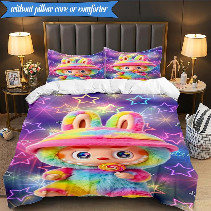 Fantasy Labu-bu Unicorn Journey Set Biancheria da Letto 3 Pezzi Gruppo Musicale K-pop, Ideale per Camera da Letto, Dormitorio, Include Copripiumino e 2 Federe, Regali per Fan