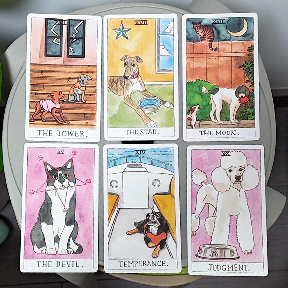 12*7cm Dog Tarot Deck In Rigid Box, 78 Pcs Cards Inspired By Wise Companion Printed On 350GSM Double-embossed Cardstock