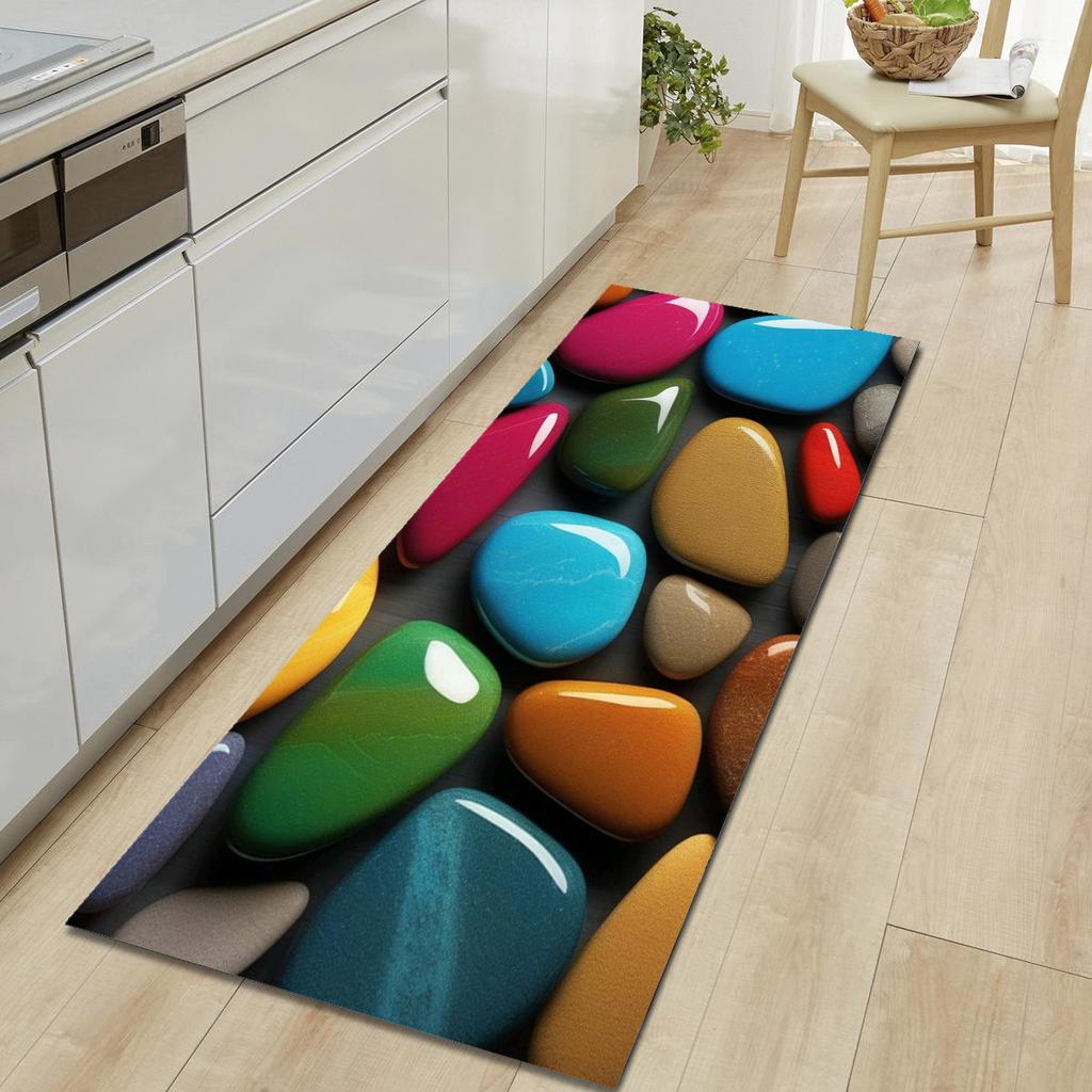 1Pcs Pebble Pattern Floor Mat Modern Kitchen Polyester Rug Non-Slip Colorful Indoor Carpet, For Home Bathroom Bedroom Living Room Decor