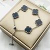 Vierblättriges Kleeblatt Armband Doppelseitige Muschel Halskette Damen Nicht verblassendes Exquisites Armband für Freundin Muttertagsgeschenk