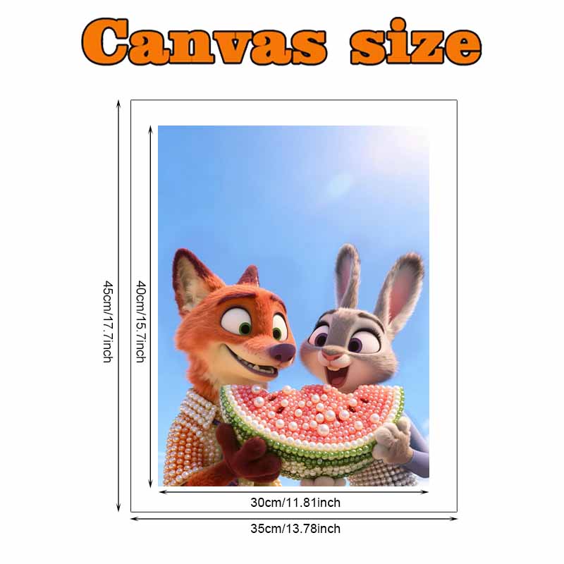 Disney DIY Pearl Art Painting Zootopia Nick and Judy Home Wall Decoration Pearl Gem Painting Pictures Crafts Home Decoration
