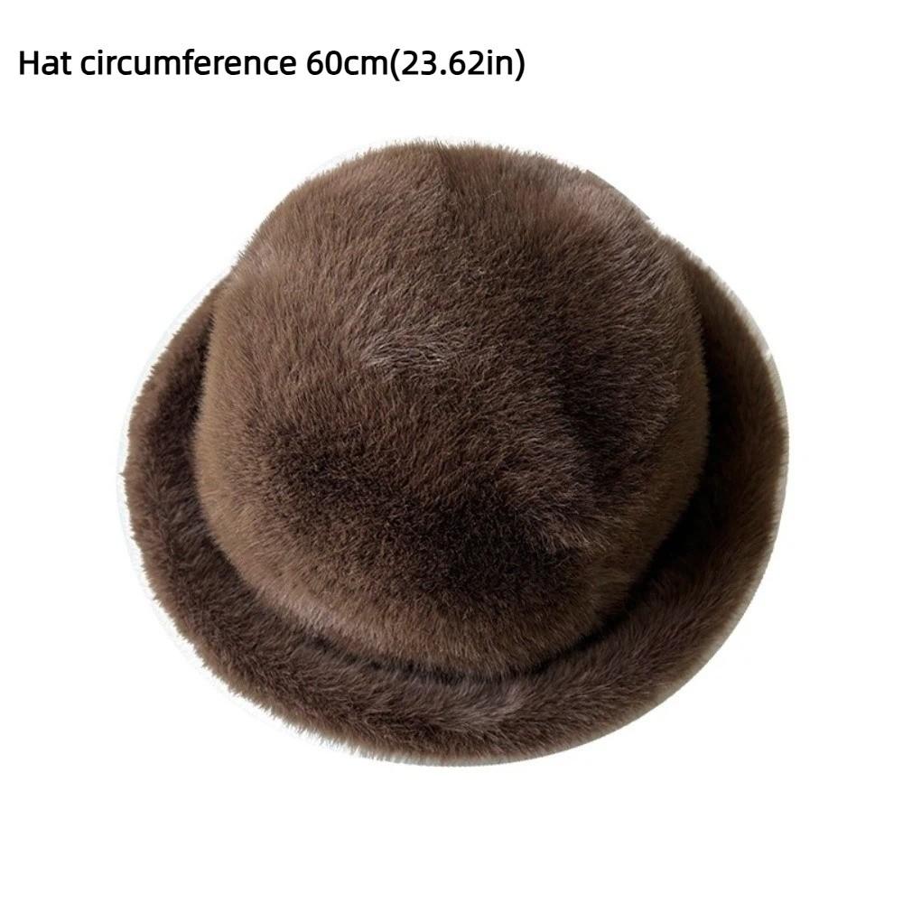 Thick Fur Bucket Hat Windproof Furry Beanies Hat Fashion Winter Fisherman Hat Winter