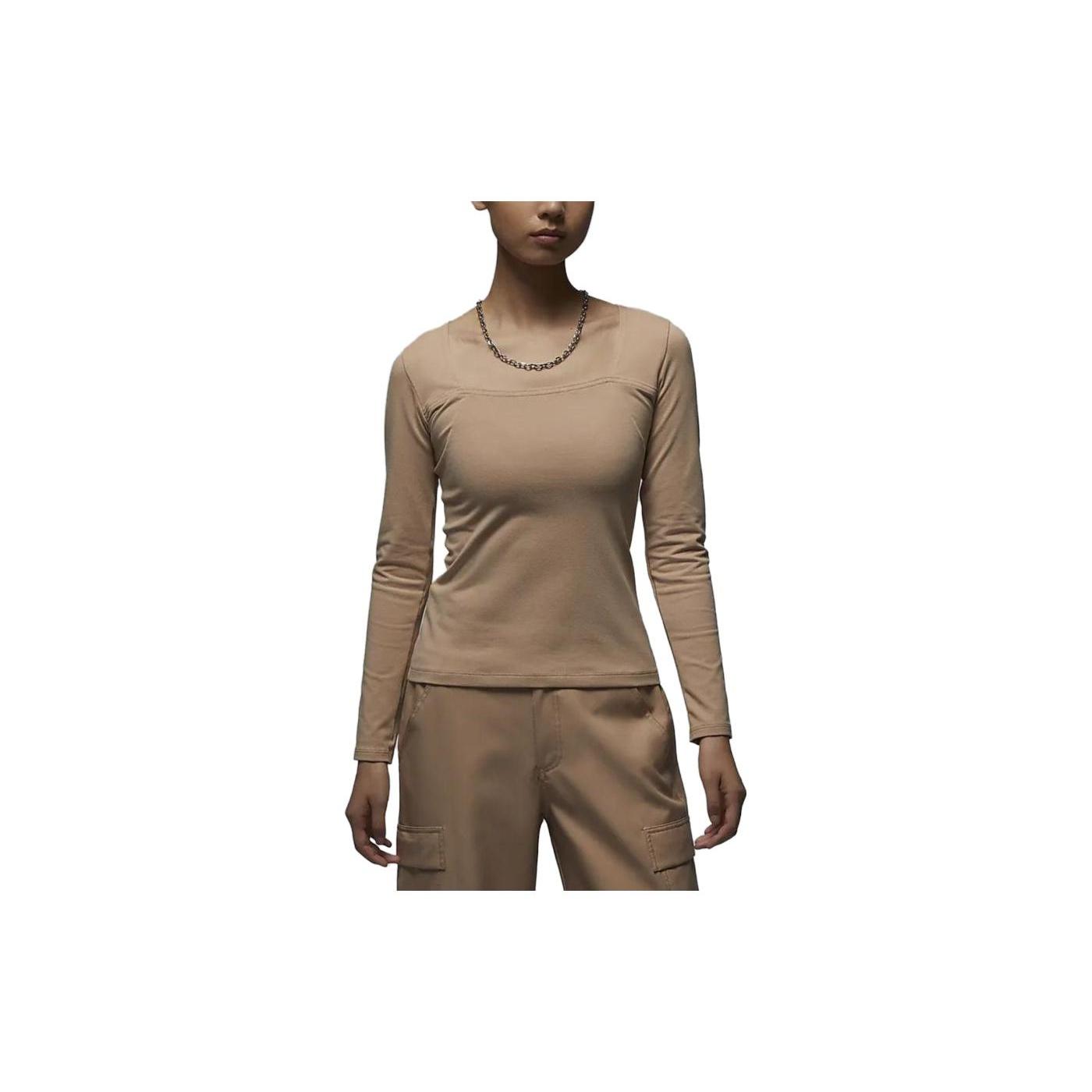 (WMNS) Air Jordan Long Sleeve Top Tan Women s FB5201-277 M