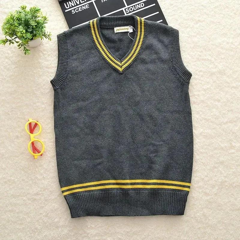 Cy Cosplay Costume Magic School Hufflepuff Ravenclaw Slytherin Wizard V Neck Sweater Uniform Stripe Cotton Sleeveless Knitte
