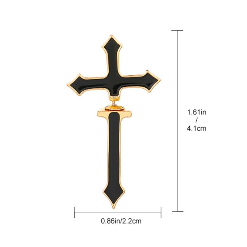 Gothic Emamel Cross Earrings Vintage Cool Punk Christian Ear Jacket Goth Dagger Earrings Jewelry Gift For Women Men