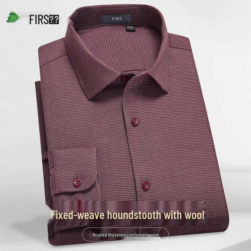 Мужская рубашка Shanshan из смесовой шерсти в клетку  гусиная лапка , байковая, в стиле business casual 43