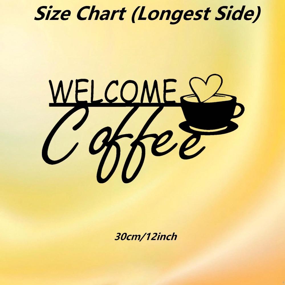 Laser Cut Heart Coffee Cup Metal Wall Art Black Iron Decor Modern Kitchen Gift