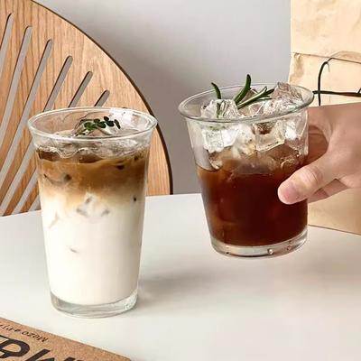 360ml/365ml Copo de Café Simples Copos para Milkshake de Verão, Sorvete Granitado, Chá com Leite, Copos de Vidro para Cocktail, Café Americano Gelado, Sucos e Bebidas Frias