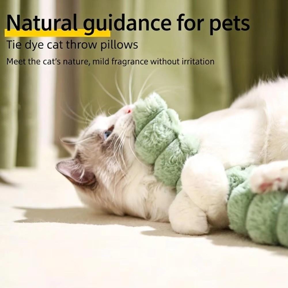 Caterpillar Cat Plush Chew Toy Bite-Proof Cat Teaser Stick Cats Pillow Toy Teething Kitten
