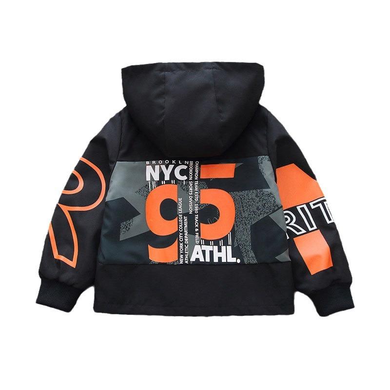 Vestes tendance Printemps - Automne pour garçons de 3 à 10 ans Design patchwork Hauts à capuche Vestes fines de style occidental pour enfants Cardigans