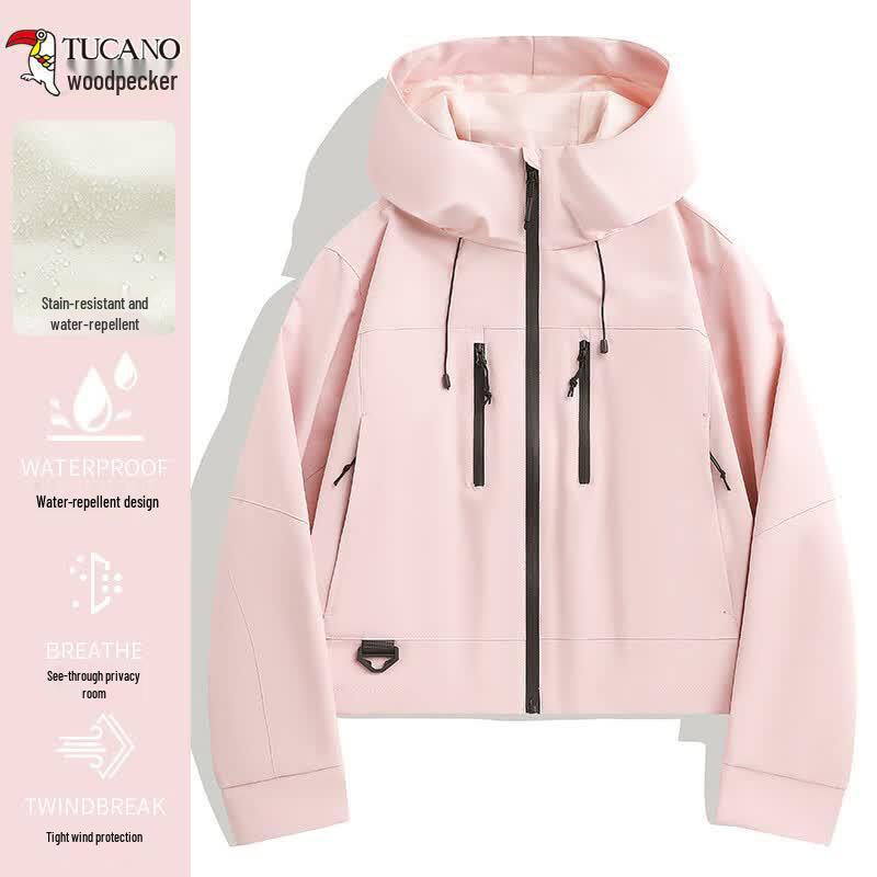 TUCANO Women s Short Hooded Windproof Waterproof Outdoor Jacket S