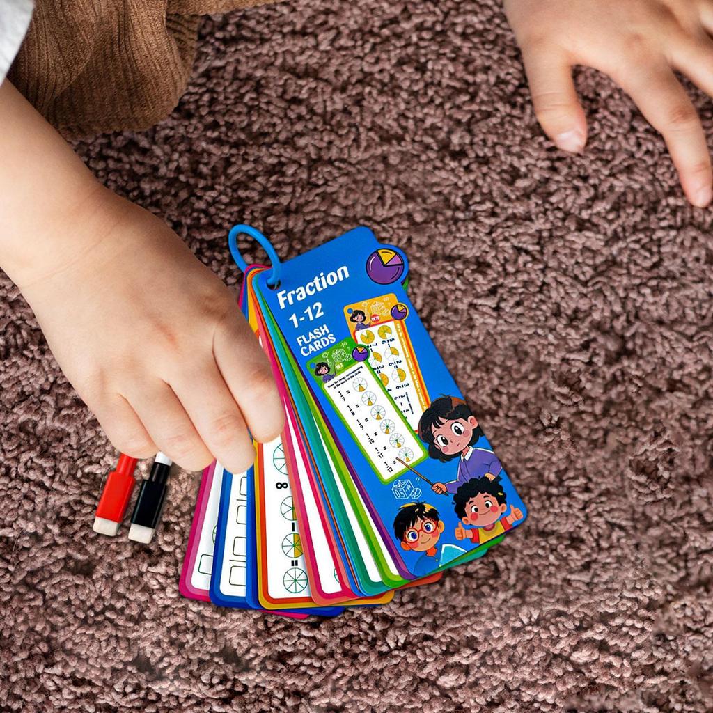 Kids Mathematics Flashcard with Binder Ring Reusable Tear Resistance 15 Card