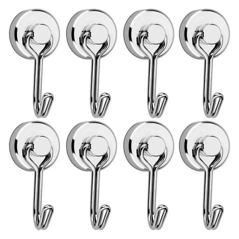 Black/Silver Magnetic Hooks Cruis Heavy Duty Neodymium Rare Earth Magnetic Hangers, Extra Strong Magnets With Hook For Hanging