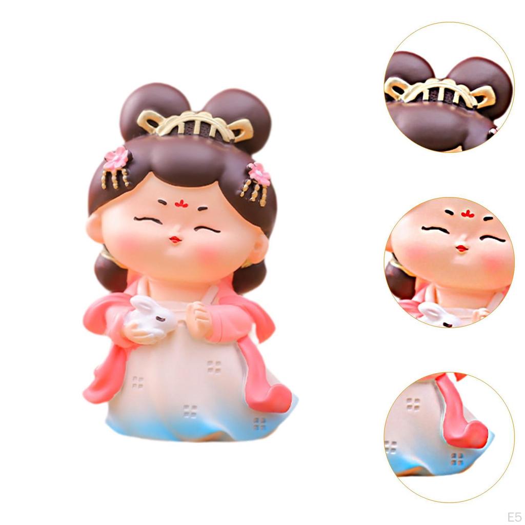 Cartoon Tang Dynasty Lady Statue Desktop Decoration for Mantel, Bookshelves, Cafe Decor Multipurpose