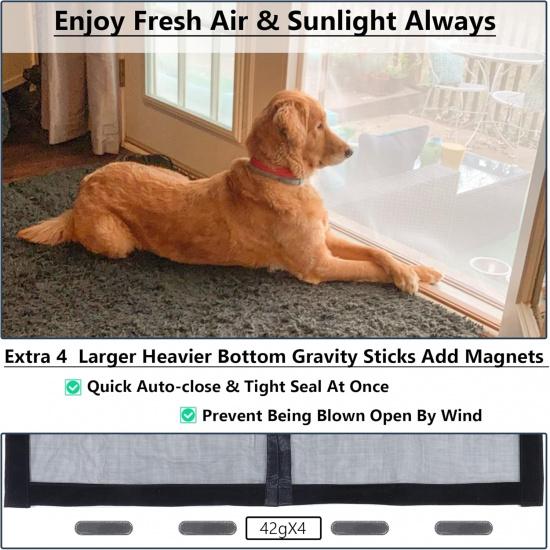 Upgraded Magnetic Screen Door Thicker 250g/m² Reinforced Mesh,36 Longer Magnets,Door Screen Magnetic Closure for Single Door,Heavy Duty Door Net