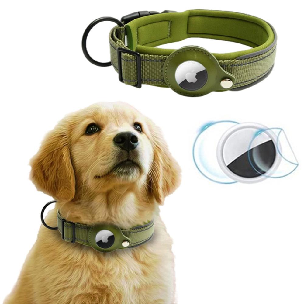 

For AirTag PU Leather Pet Dog Collar Bluetooth Tracker Holder Protective Case, Size: M J