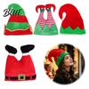 Warm Winter Hats for Family Gatherings Christmas Elf Hat Soft Flannel Santa Cap with Pom Bell Decorative Bells Adults Kids Stretchy Holiday