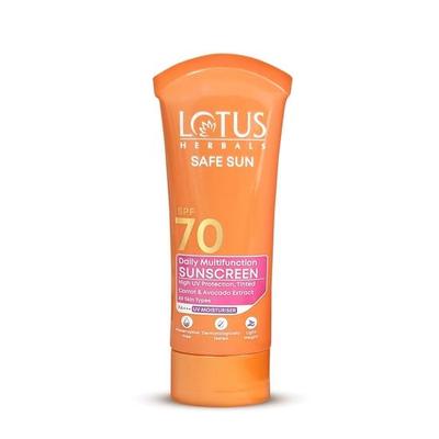 Lotus Herbals Sunscreen SPF 70 PA++ | Tinted | Instant Glow | Non Greasy | Sweat & Waterproof | All Skin Types | 60g