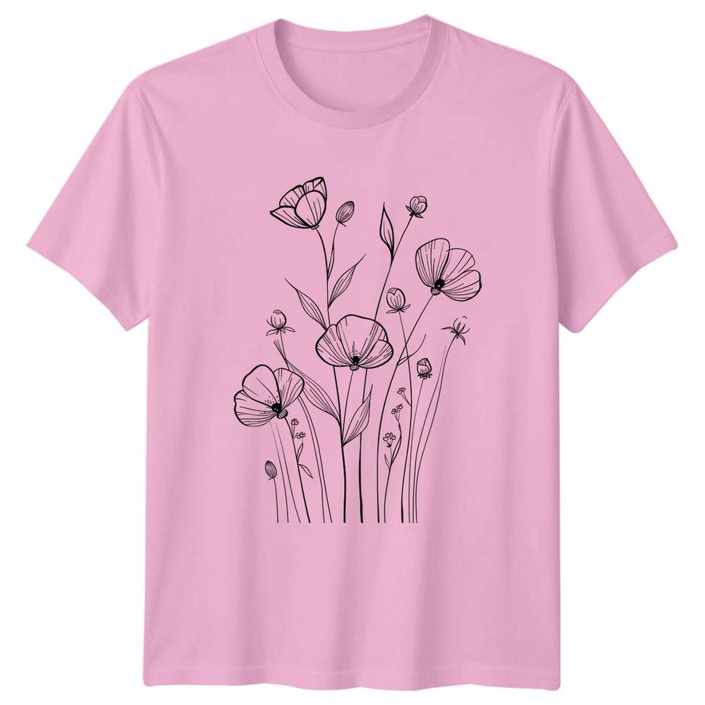 Delicate Hand Drawn Wildflower Garden Unisex TShirt Botanical Nature Mothers Day