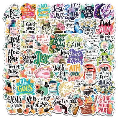 50 New Products Bible Stickers Creative Positive Energy Text Short Sentences Inspirational English Sentences Waterproof Manual Account Stickers