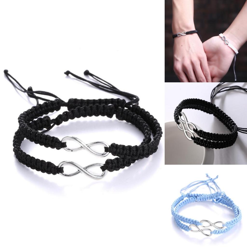 Handgjorda oändlighetssymbolarmband med justerbar flätad design för par och som present