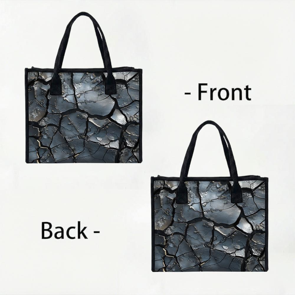 Cracked Pattern Tote Bag Fashion Large Capacity Shopping Handbag Casual Daily Use Shoulder Bag