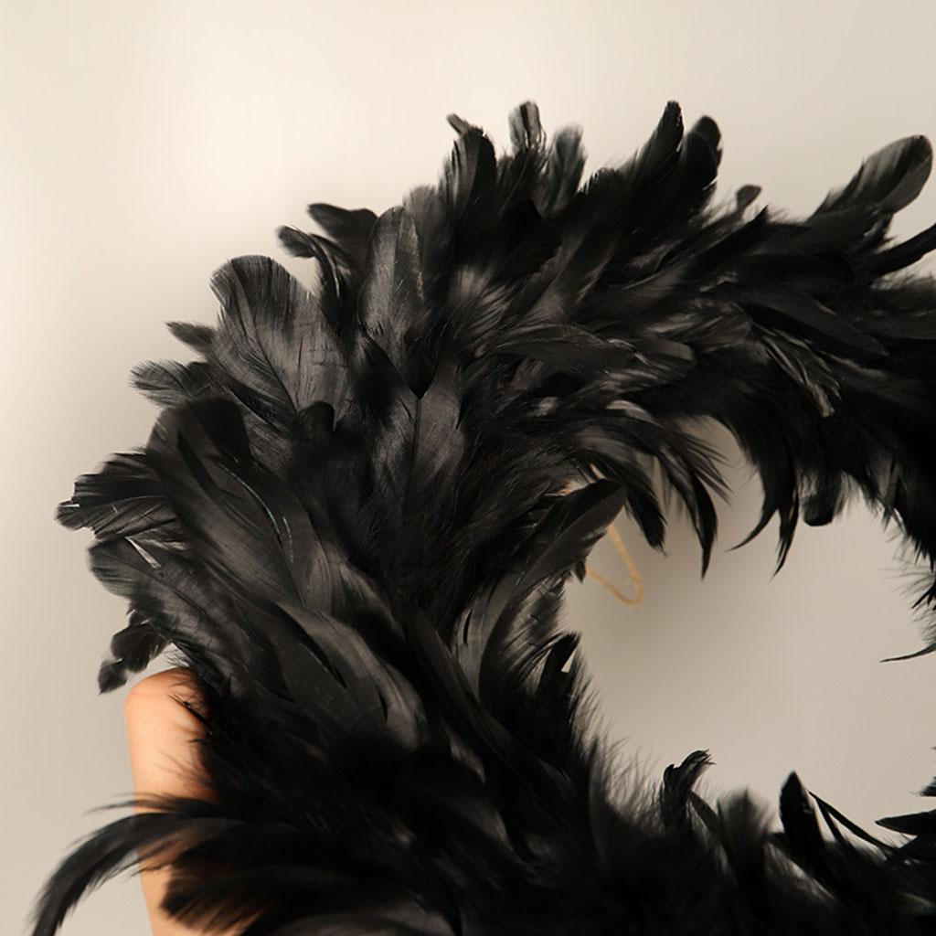 16inch Cocktail Feather Wreath Front Door Spooky Scene Party Favors Window Mantle