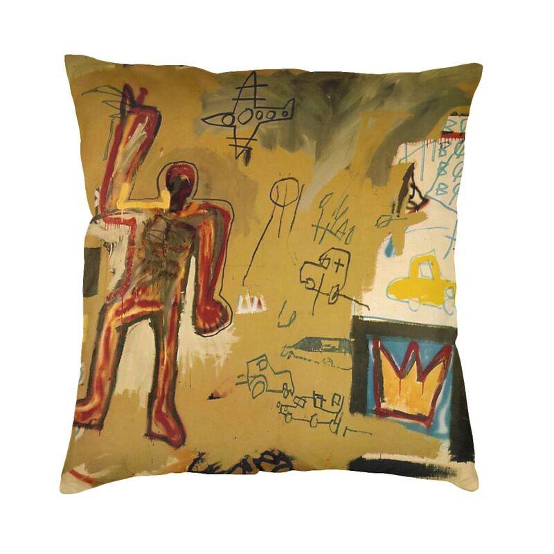 Basquiats New York Street Graffiti Cushion Cover 60x60cm Polyester Throw Pillow Case for Sofa Square Pillowcase Home Decorative
