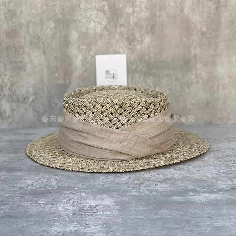 Internet Celebrities Ins French Concave Hat Female Seaweed Woven Straw Hat Travel Vacation Beach Shade British Top Hat