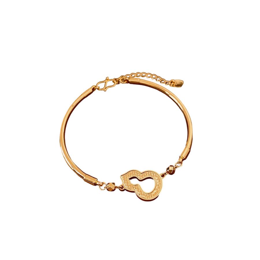 18k Gold-Plated Flower Gourd Bracelet: Chic Chinese Style, Versatile Fashion Bangle, Elegant Women's Hand Jewelry