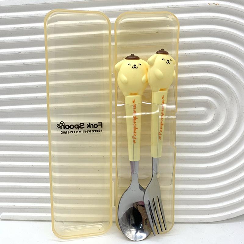 

Cute Cartoon Stainless Steel Kitchen Cutlery Two-Piece Set Spoon Fork Cutlery Kids Lunch School Supplies Gift