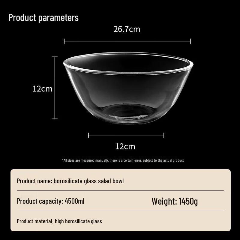 Przezroczysta szklana miska do mieszania i sałatek