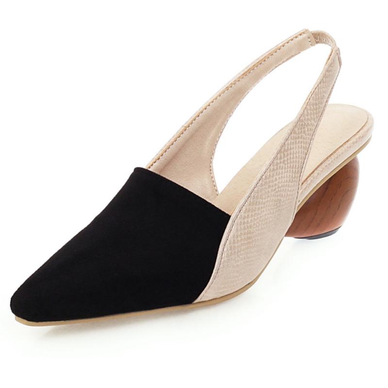 

Low Heels Pumps Shoes Woman 2025 Viatage Sandals Black Blue White Suede Slingback Party Office Wedding Shoes Female Dress Pumps 34 бежевий