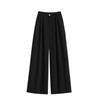 Large Size Women's Clothing 2025 Spring New Fashion Versatile Solid Color High Waist Thin Fashion Nine Points Casual Wide Leg Trousers