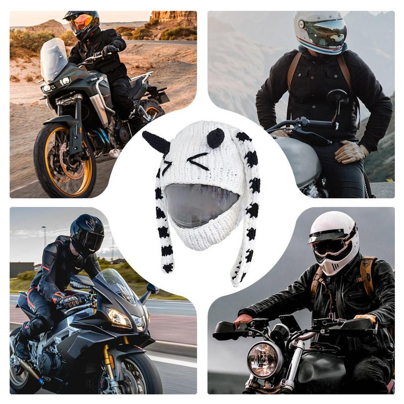 Helmets Cover Motorcycle Cute Cartoon Motorbike Helmet Hat Knitted Handmade Crochet Craft Protective Cover Helmets Accessories