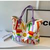 New canvas bag large capacity shoulder bag sunflower commuter bag handbag rainbow tote bag