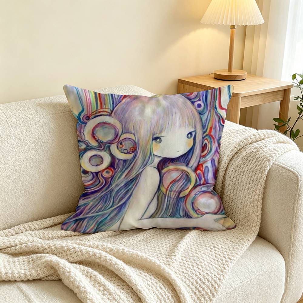 K-Kikuo Art A-Album Square Double-Sided printed Pillow Case Bedroom Bedside Pillow Sofa Cushion Cover