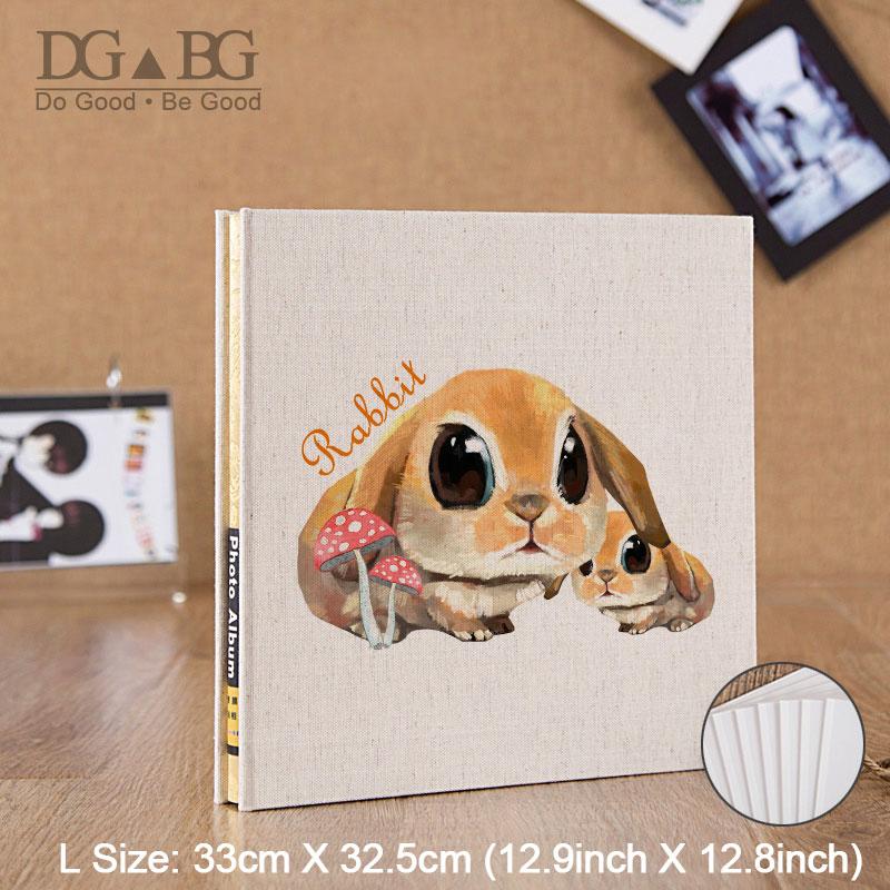 

Rabbit Mother And Baby Photo Albums Book Linen Hardcover Magnetic Scrapbook Burlap Cover Self Adhesive Diy Memory Albums Cartoon