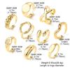 9Pcs/set Gold Color Smooth Geometric Open Rings Set for Women Men Exaggerated Metal Irregular Adjustable Rings Jewelry Gifts