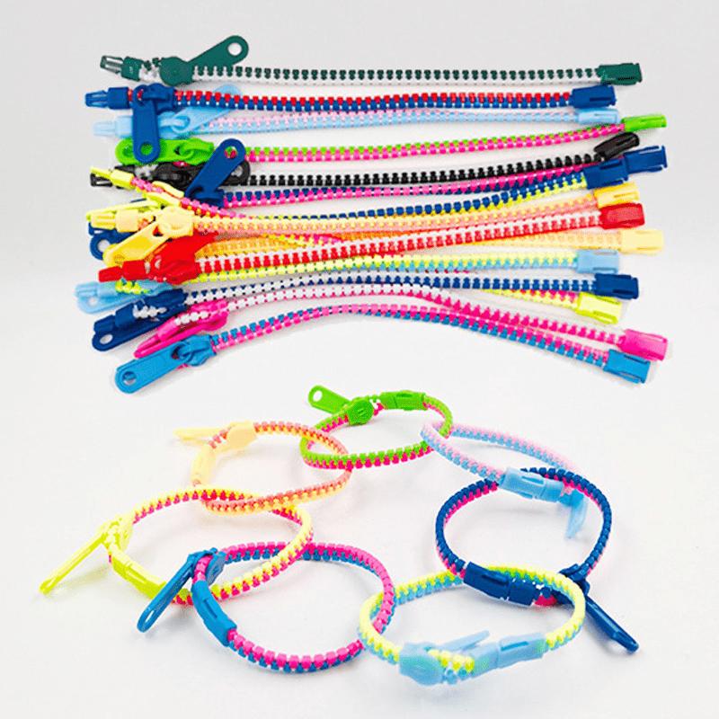5pcs Dual Color Sensory Zipper Chain Bracelet, Anxiety Relief Fidget for Adults Autism, Wedding Party Favor Gift