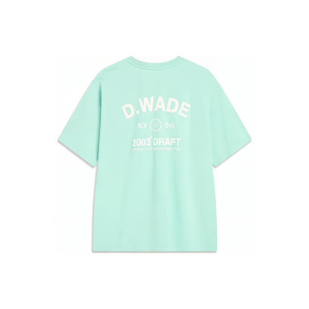 Li-Ning Wade Series Back Letter Print Ice Feel T-Shirt Men Tops Clear-Water-Blue AHST529-6