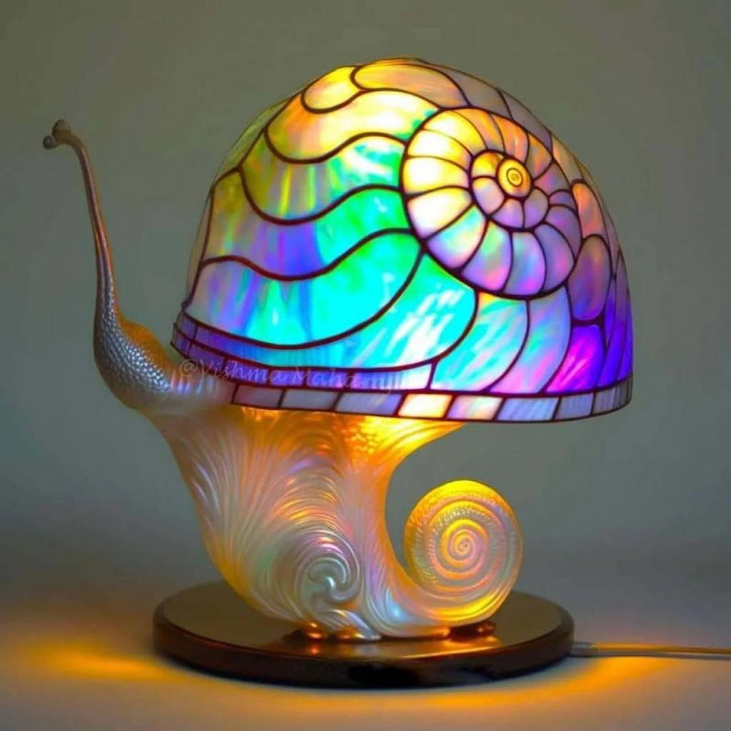 Vintage Resin Mushroom Table Lamp Plant Flower Series Snail Octopus Colorful Retro Night Light TYPE-C