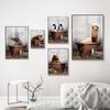 Abstract Animal Bathtub Bathing Poster Highland Cattle Alpaca Nordic Wall Art Print Picture Canvas Painting Living Room Decor
